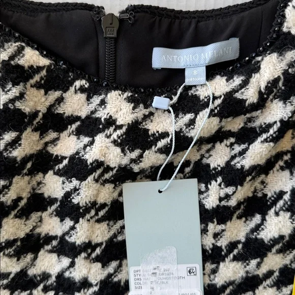 ANTONIO MELANI MACY DRESS WOOL BLEND SHEATH SLEEVELESS HOUNDSTOOTH SIZE 8 US - Picture 7 of 11